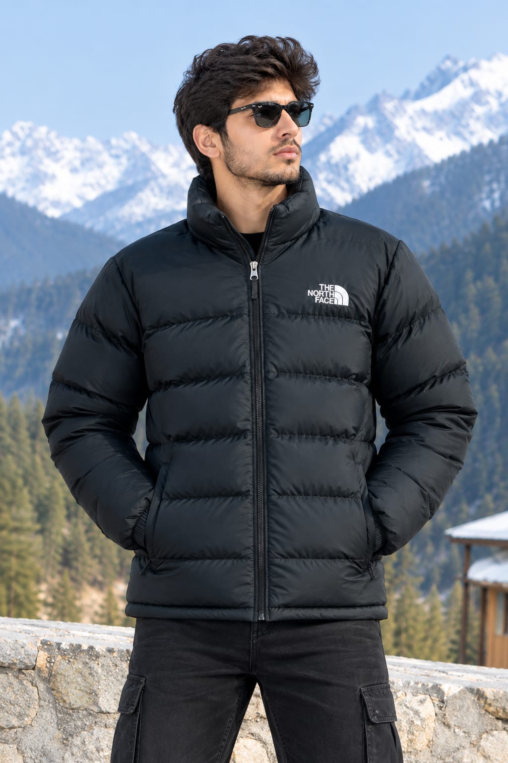 Premium Two Tone Puffer Jacket N/F  [BLACK]