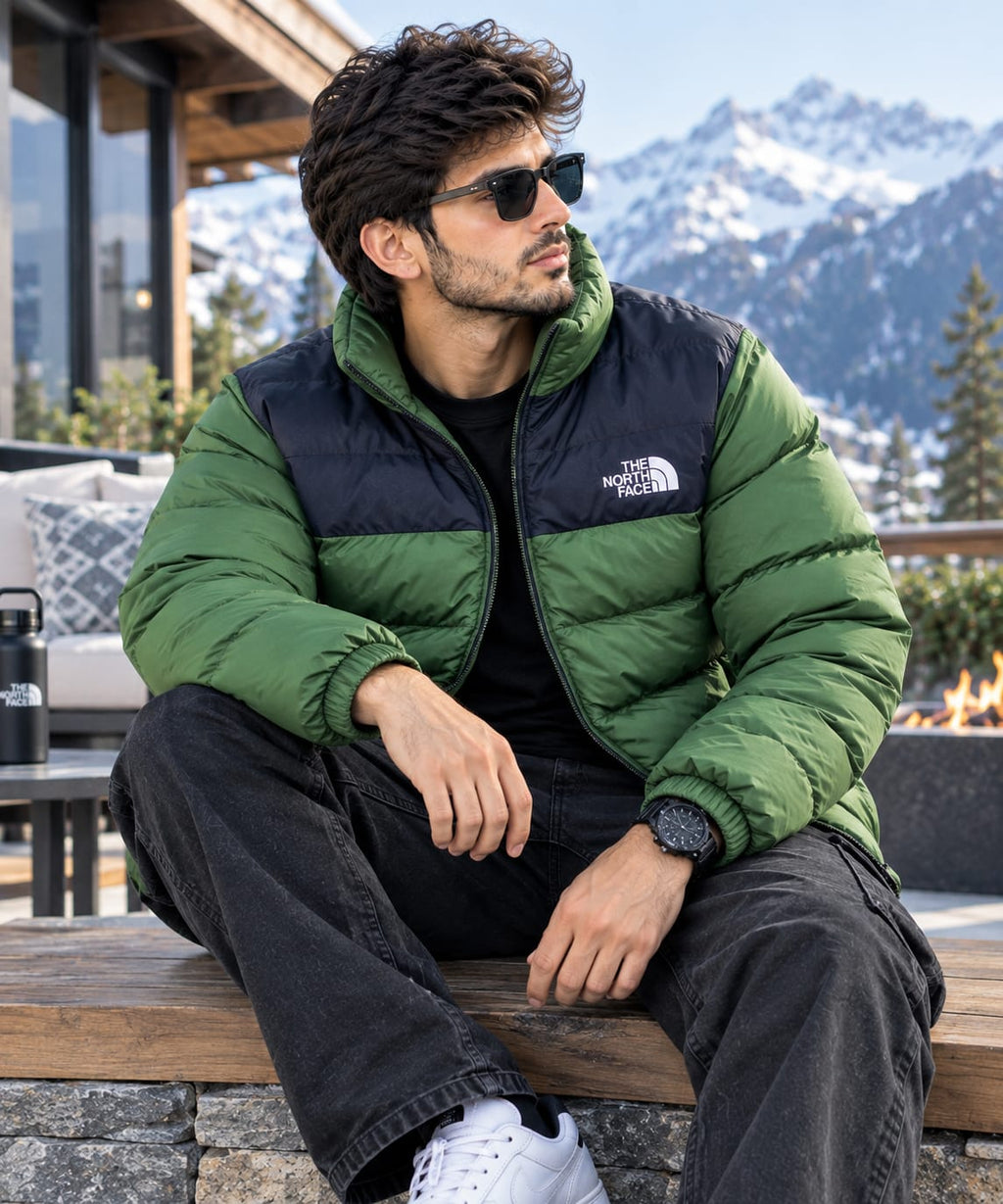 Premium Two Tone Puffer Jacket N/F  [OLIVE]