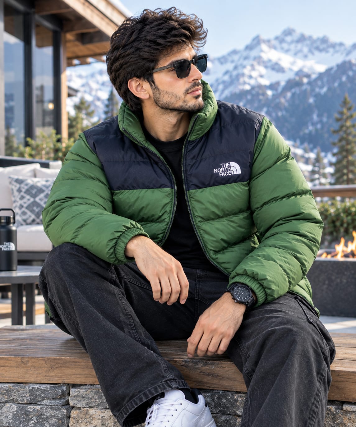 Premium Two Tone Puffer Jacket N/F  [OLIVE]