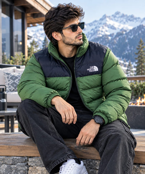 Premium Two Tone Puffer Jacket N/F  [OLIVE]