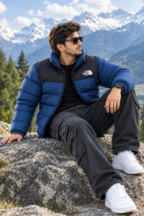 Premium Two Tone Puffer Jacket N/F  [BLUE]